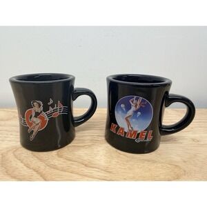 Vintage 1998 Kamel Cigarettes Lot Of  2 RJ Reynolds Ceramic Coffee Mug Black #39